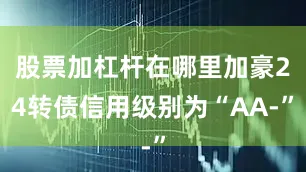 股票加杠杆在哪里加豪24转债信用级别为“AA-”